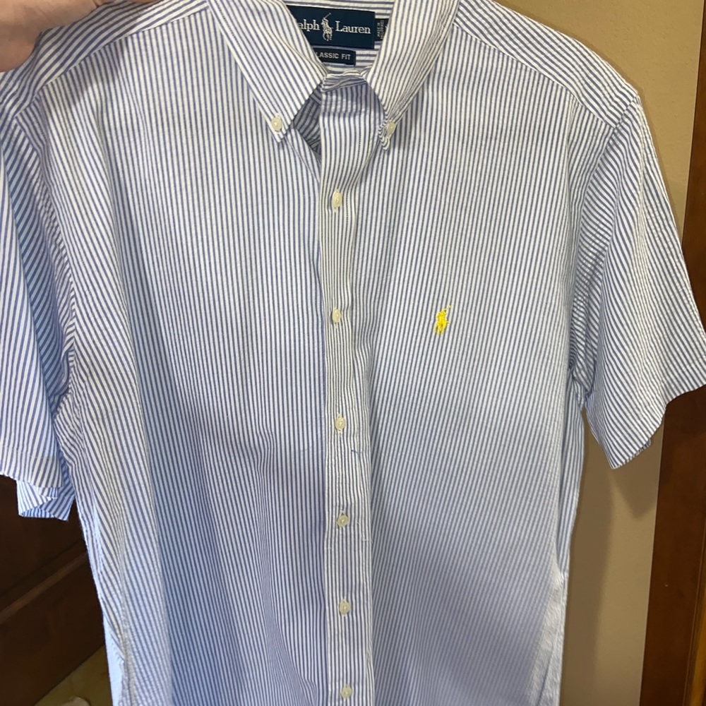 Short sleeve Pinstripe Ralph Lauren Button Up